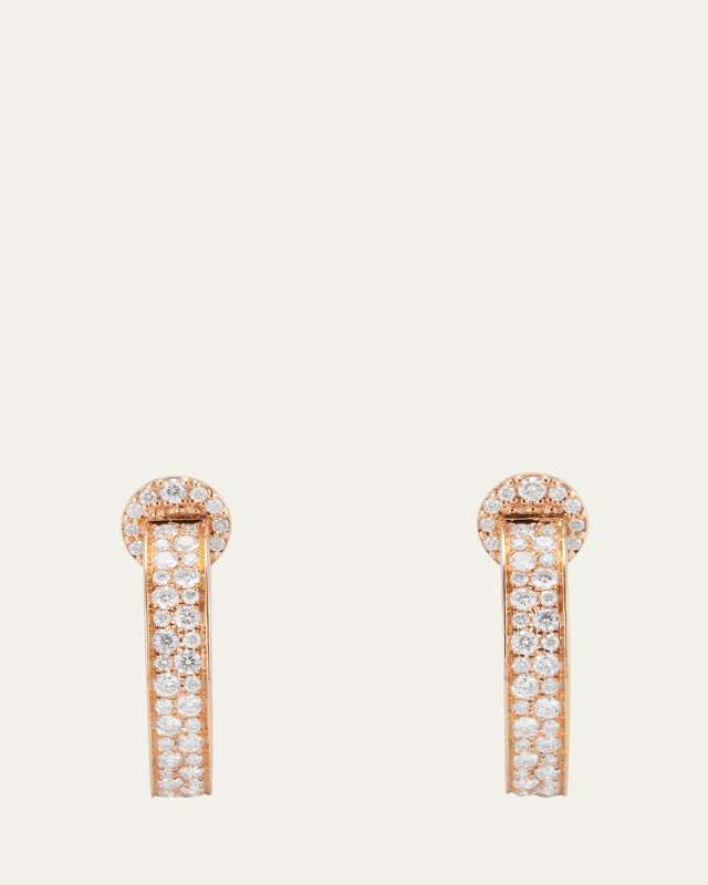 18k Rose Gold Diamond Hoop Earrings